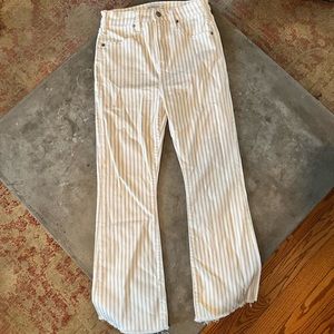Abercrombie Striped Flare Cropped Jeans